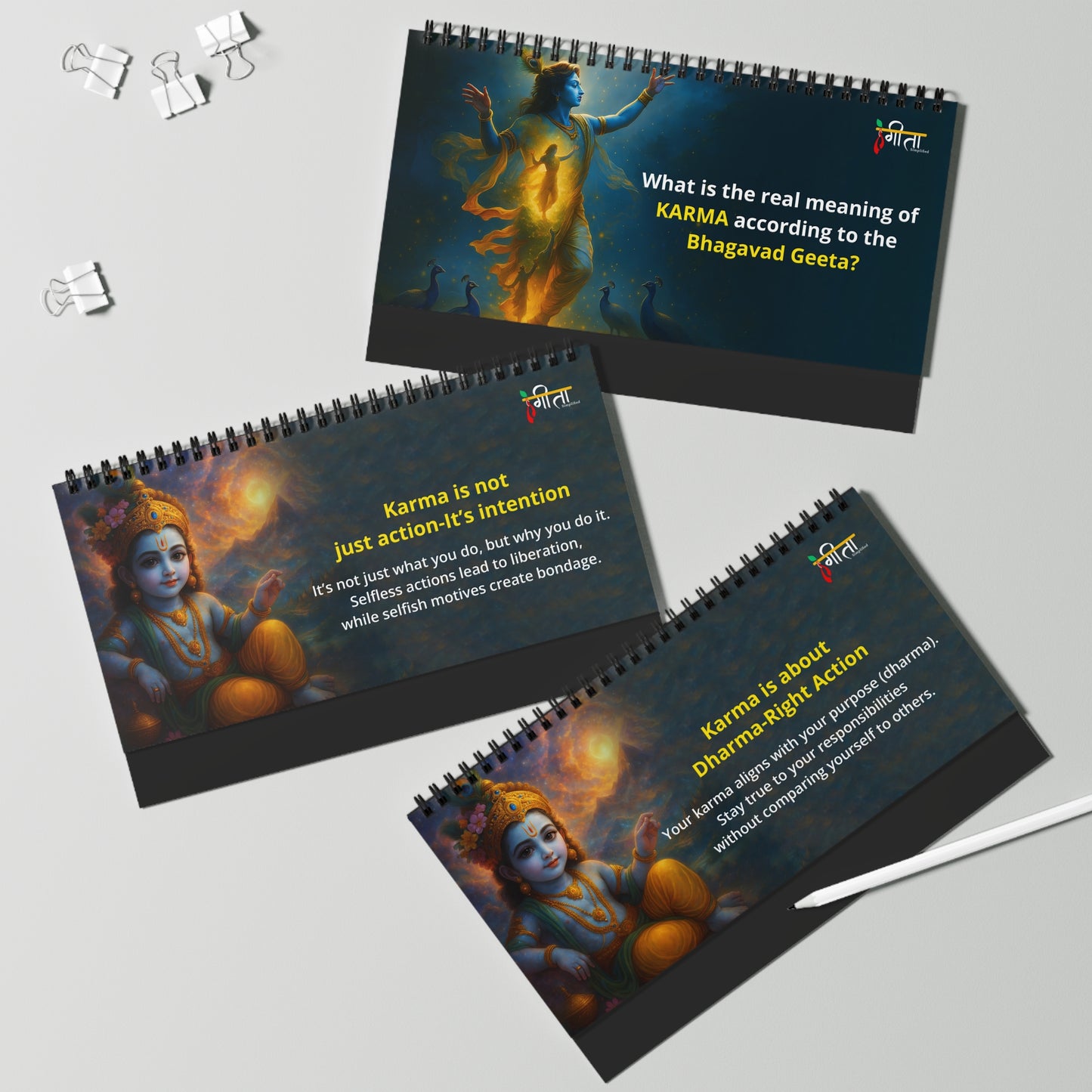 Krishna Quote Desk Album – Daily Spiritual Reminders for Calm & Clarity