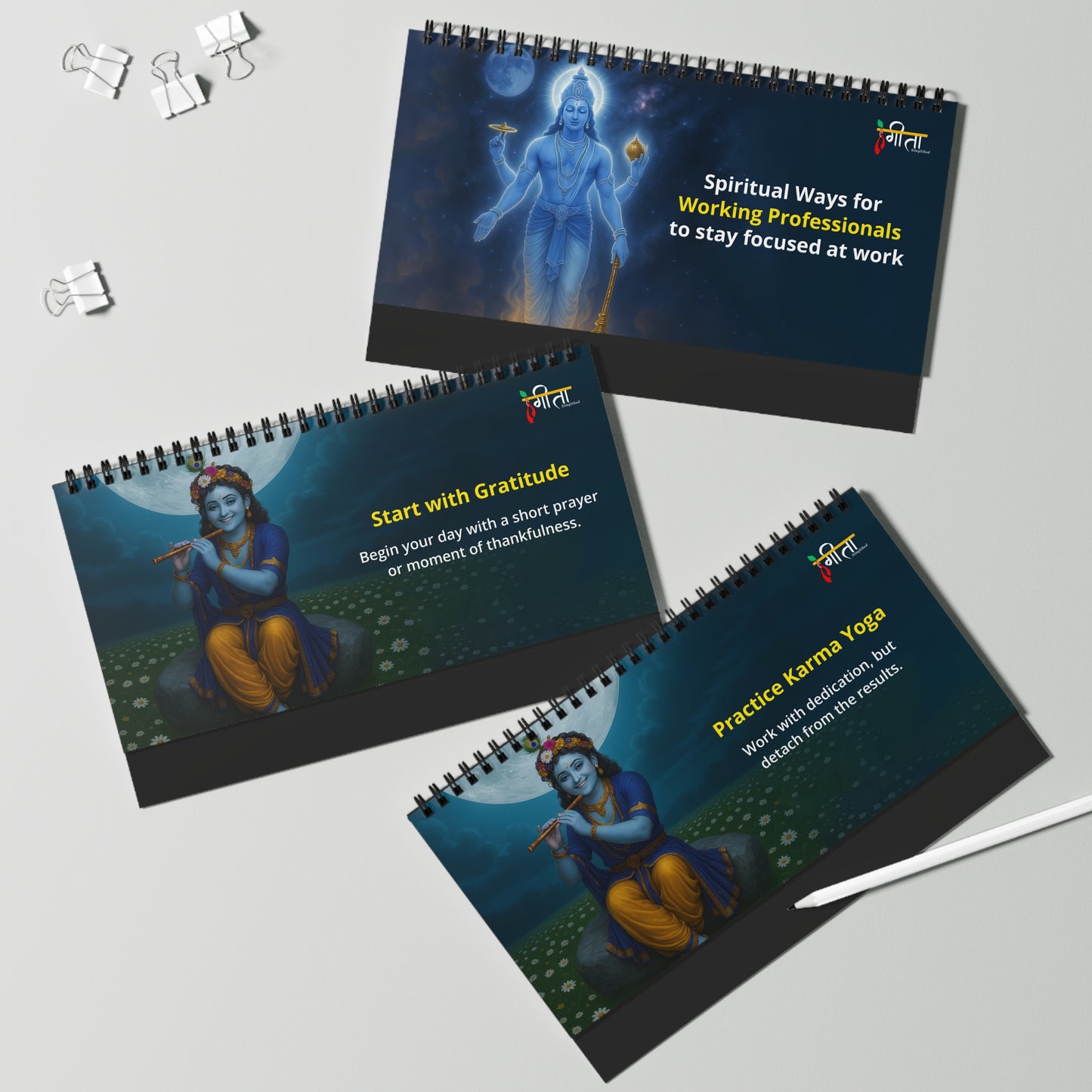 Krishna Quote Desk Album – Daily Spiritual Reminders for Calm & Clarity