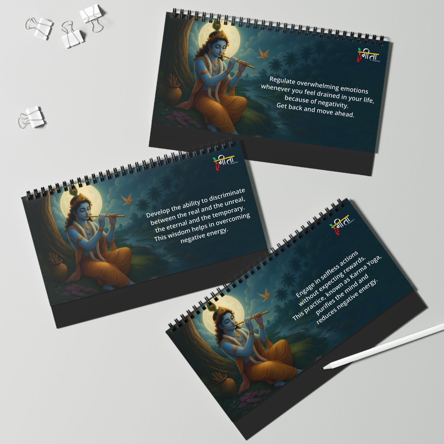 Krishna Inspirational Quote Desktop Display – Spiral-Bound Album