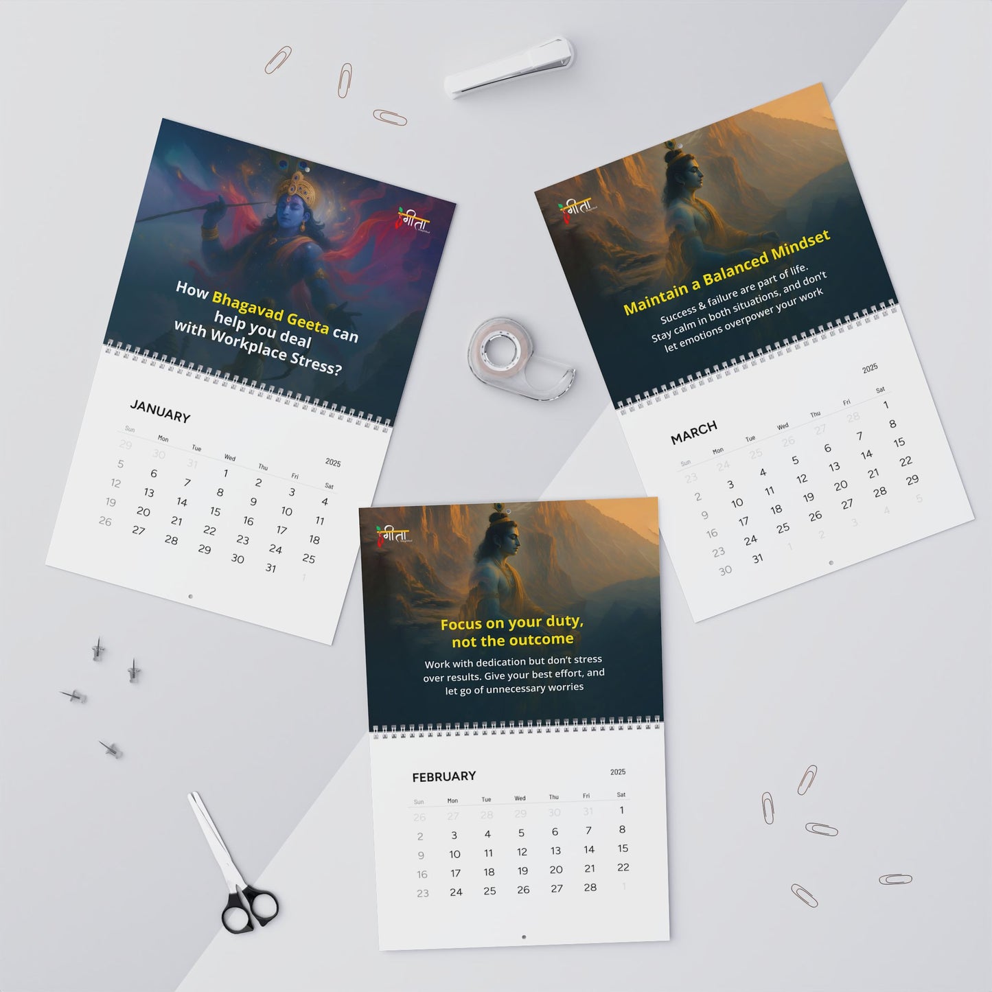 Krishna Consciousness Wall Calendar 2025 – Wisdom for Stress-Free Work Life