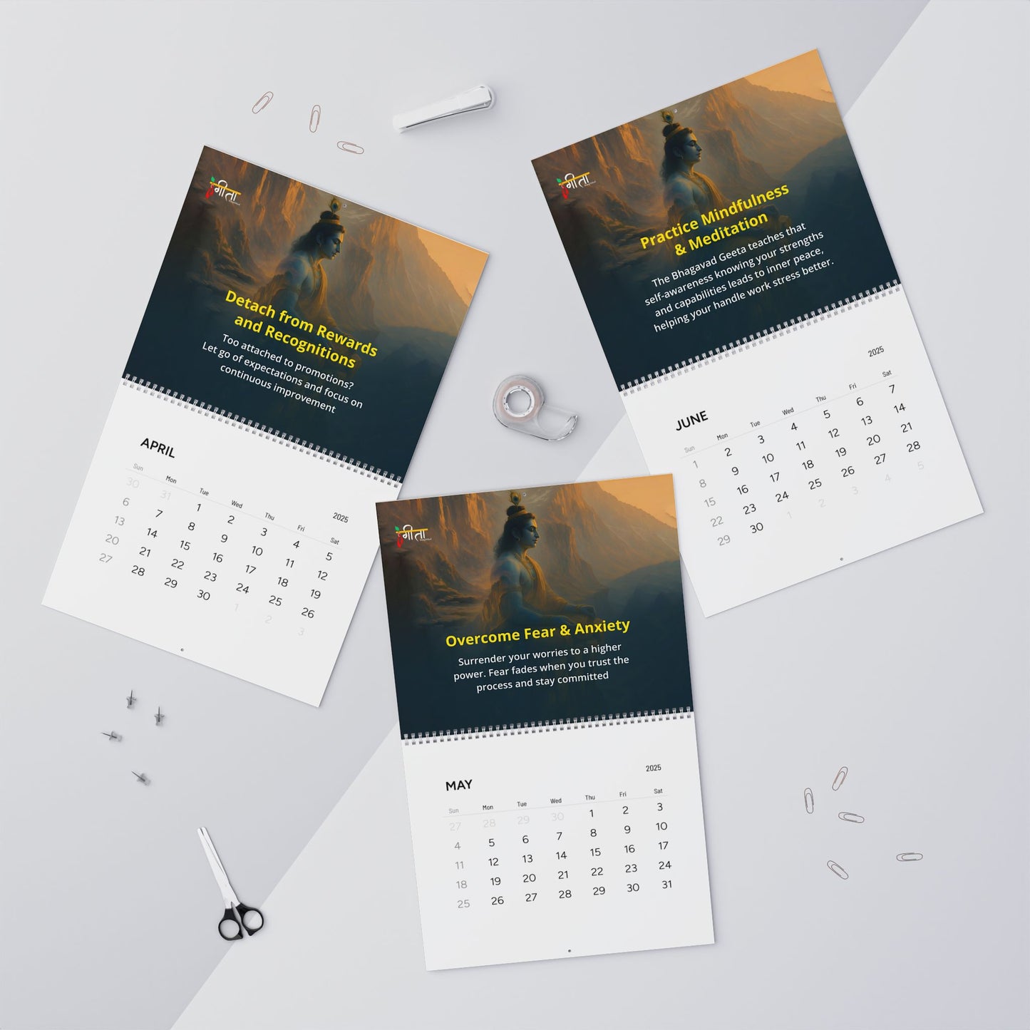 Krishna Consciousness Wall Calendar 2025 – Wisdom for Stress-Free Work Life