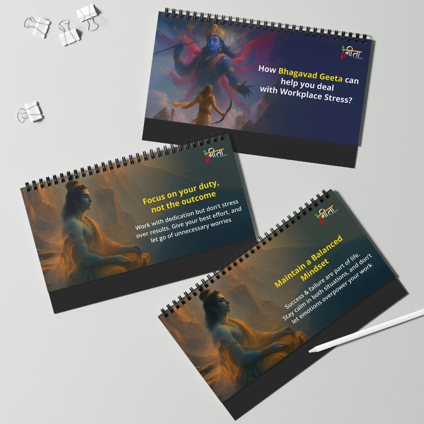 Krishna Inspirational Quote Desktop Display – Spiral-Bound Album
