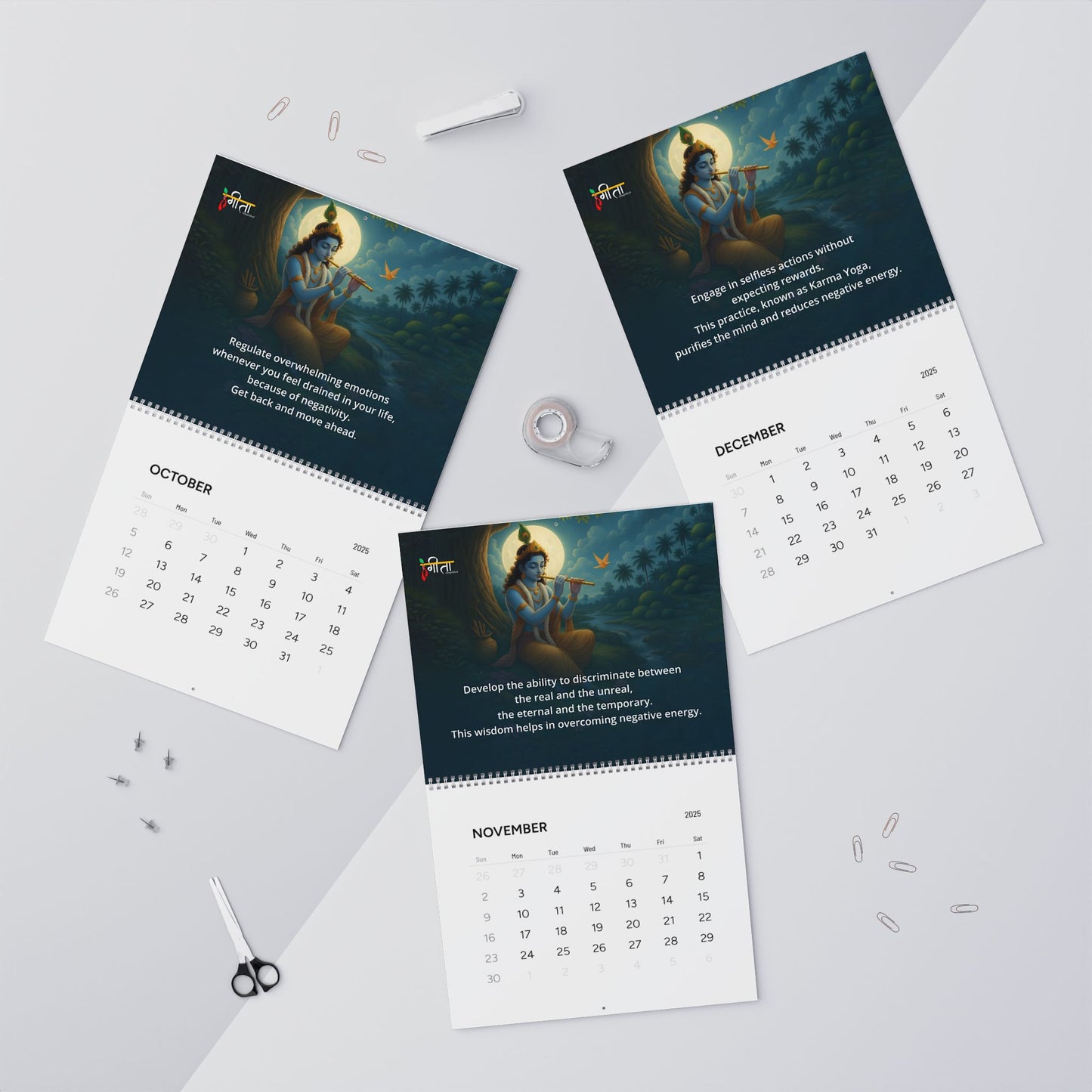 Krishna Consciousness Wall Calendar 2025 – Wisdom for Stress-Free Work Life