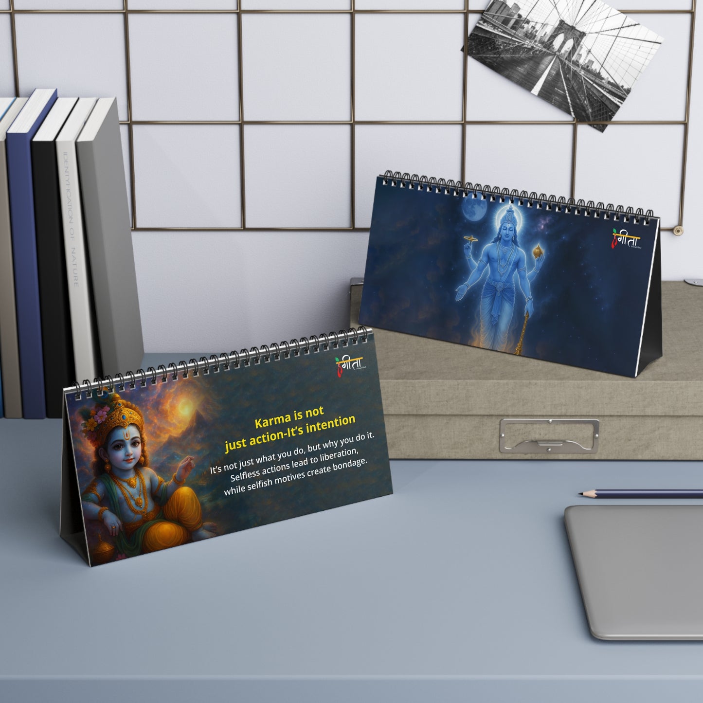 Krishna Quote Desk Album – Daily Spiritual Reminders for Calm & Clarity