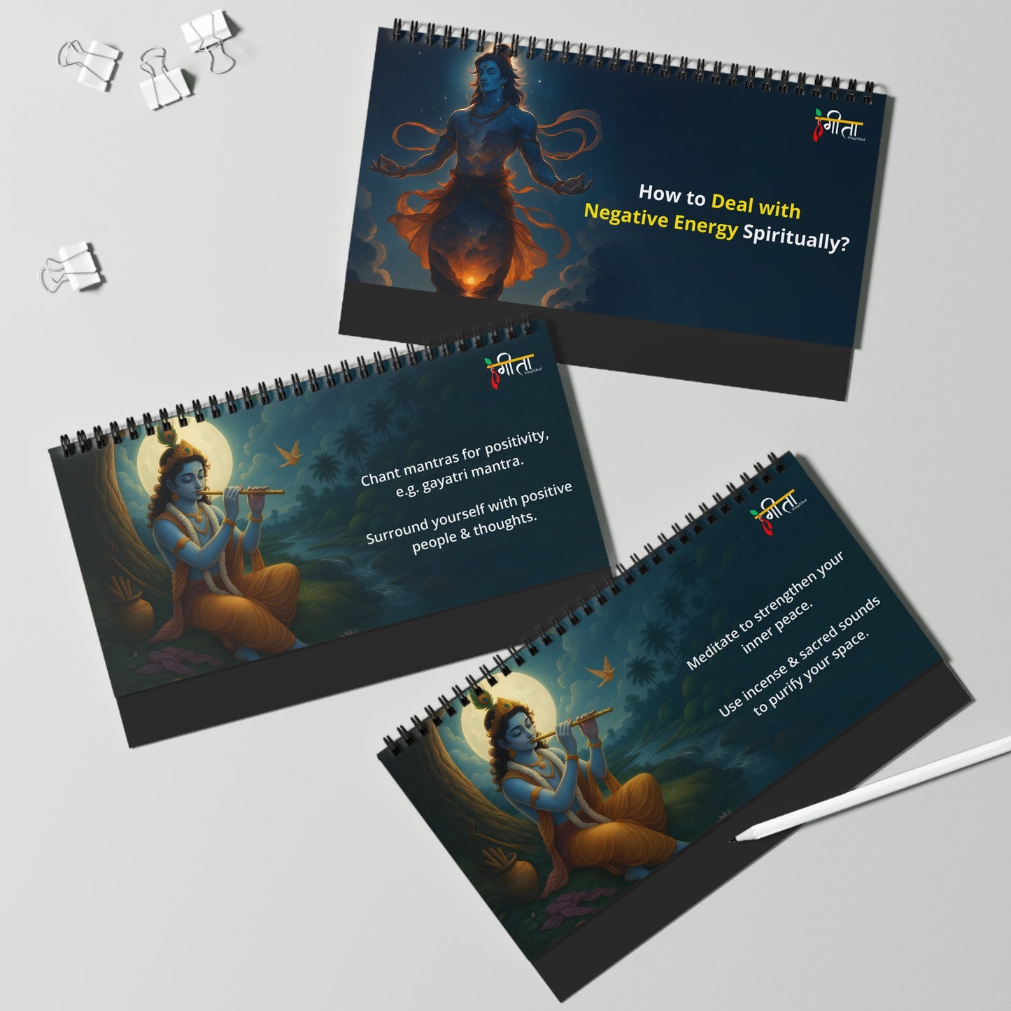 Krishna Inspirational Quote Desktop Display – Spiral-Bound Album