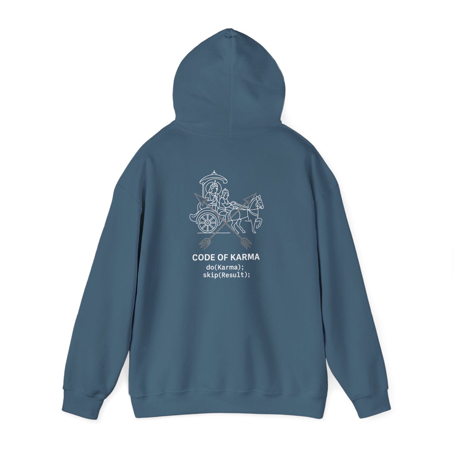 Drive the Karma, Not the Outcome” Krishna Chariot Hoodie