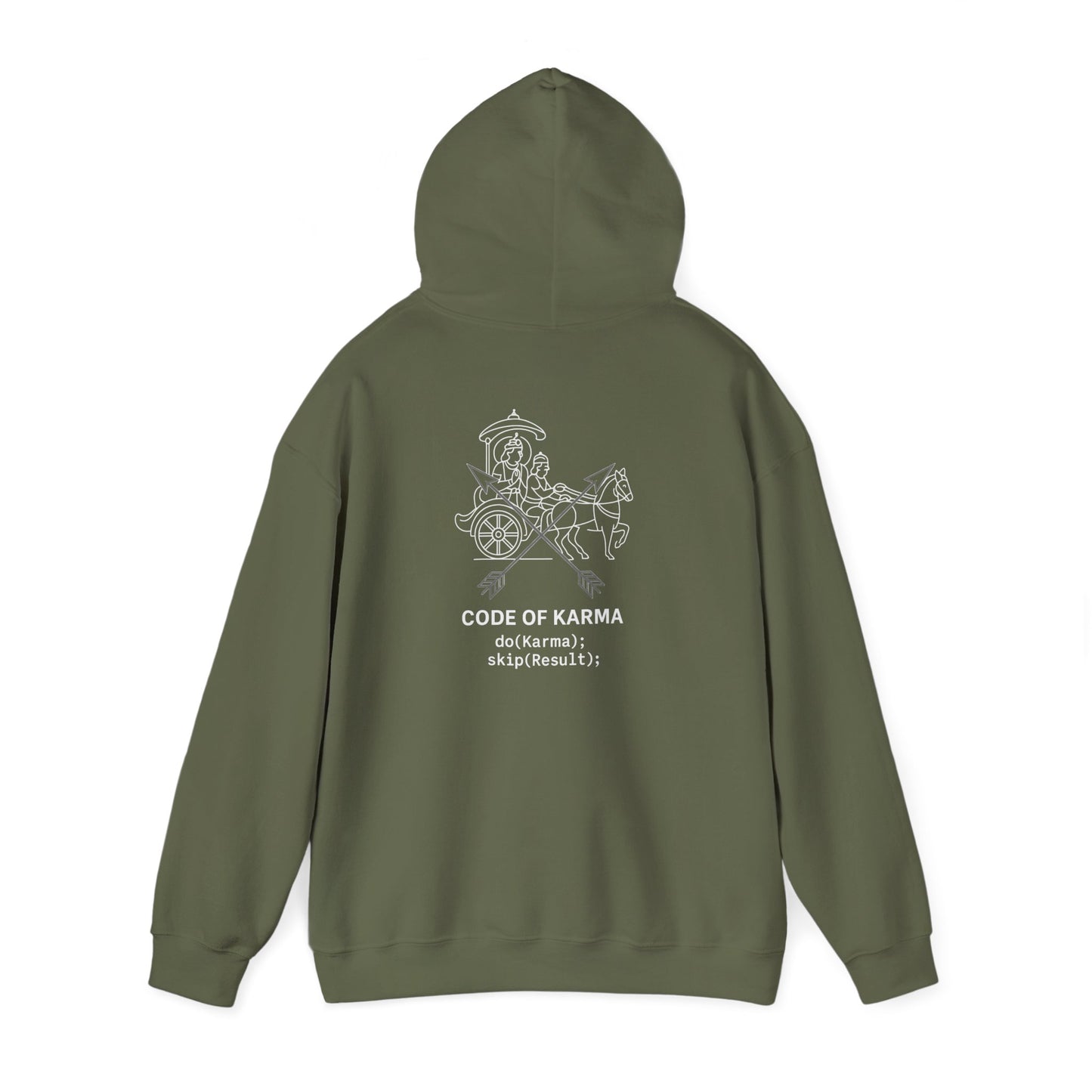 Drive the Karma, Not the Outcome” Krishna Chariot Hoodie