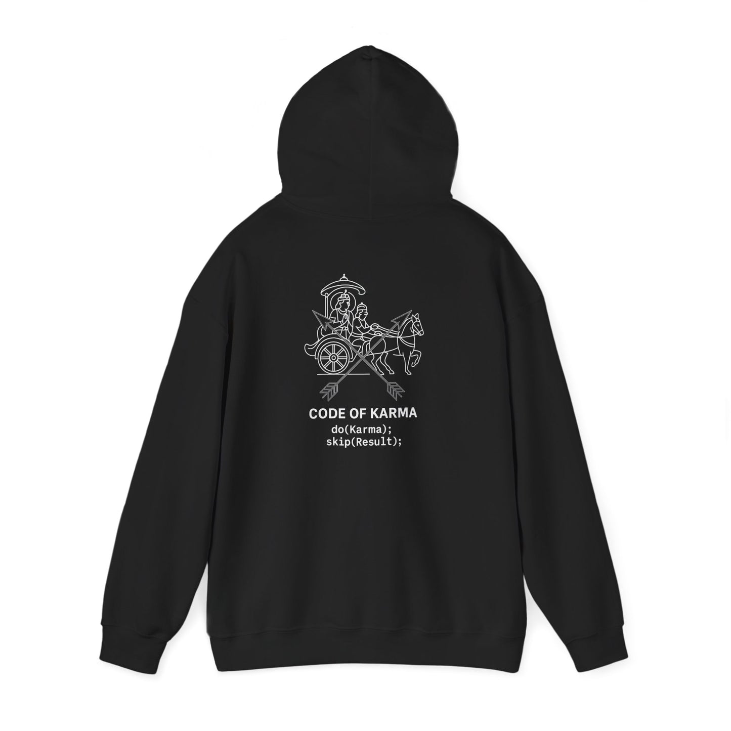 Drive the Karma, Not the Outcome” Krishna Chariot Hoodie