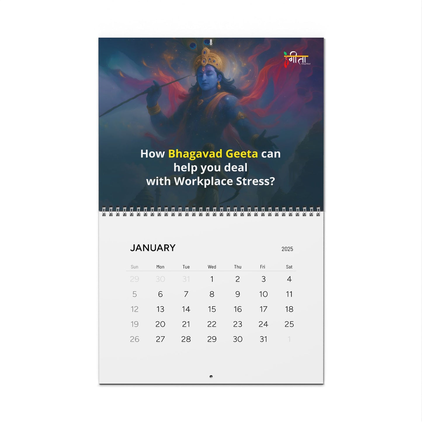 Krishna Consciousness Wall Calendar 2025 – Wisdom for Stress-Free Work Life