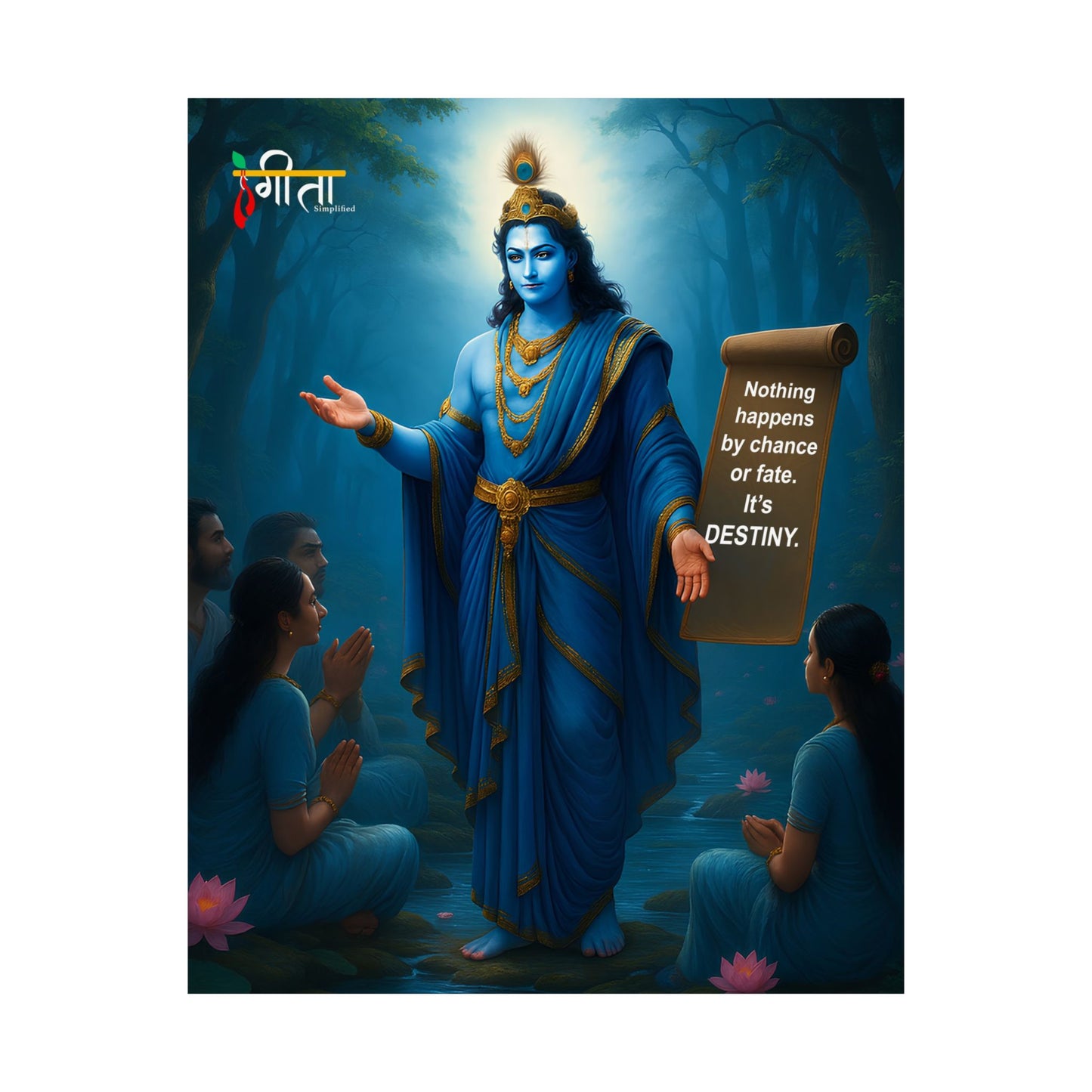 Durable matte poster: Krishna’s teachings, 175 g/m² paper, ideal for gifting