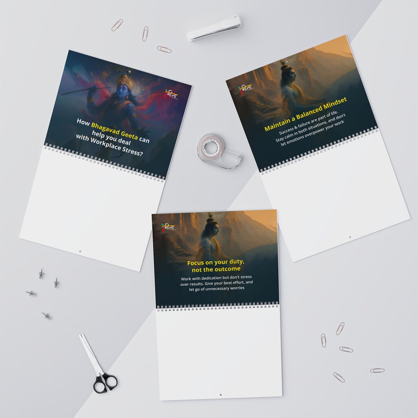 Flute-playing Krishna image with calming morning quote