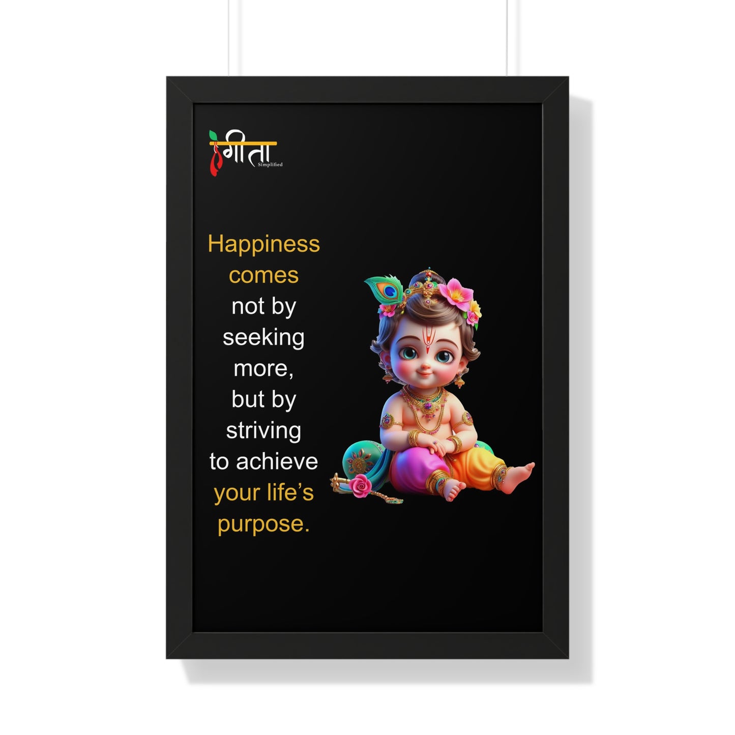 Framed Krishna poster on achieving life's purpose