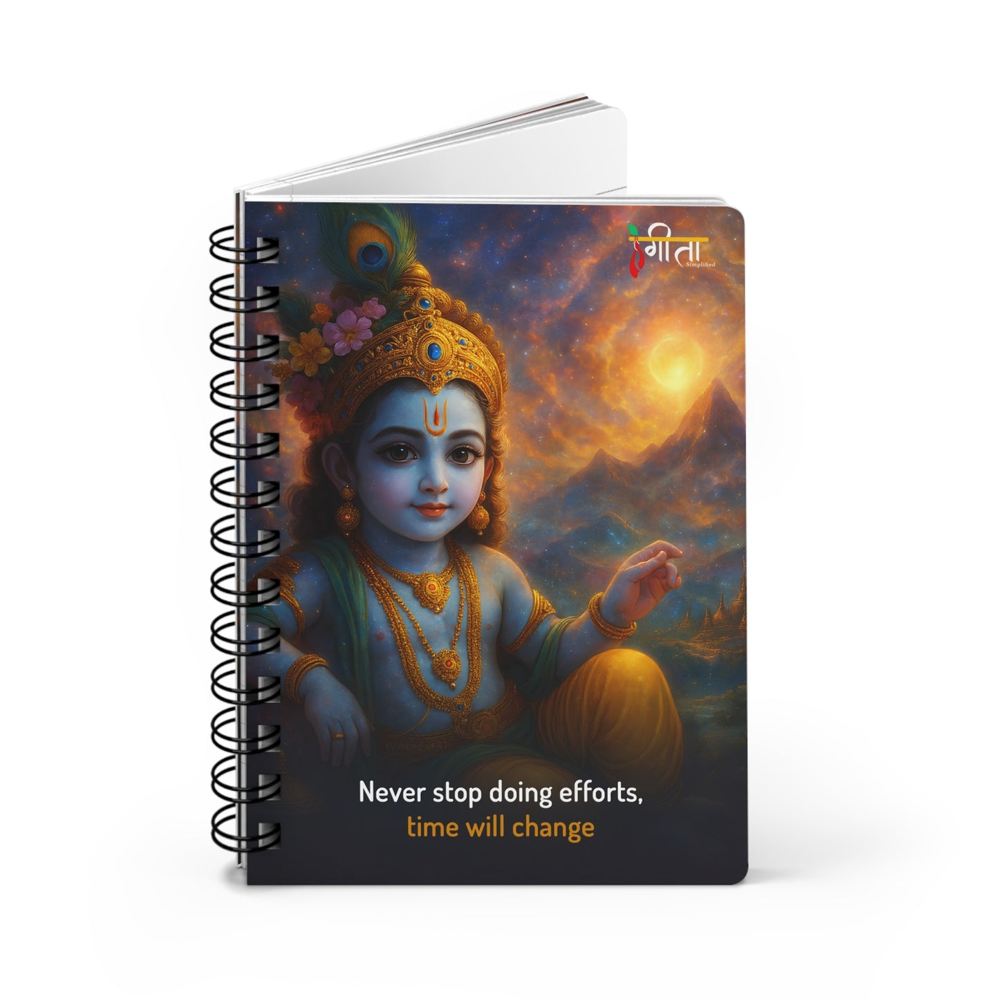 Glossy cover notebook featuring Bal Krishna and Sanatan wisdom