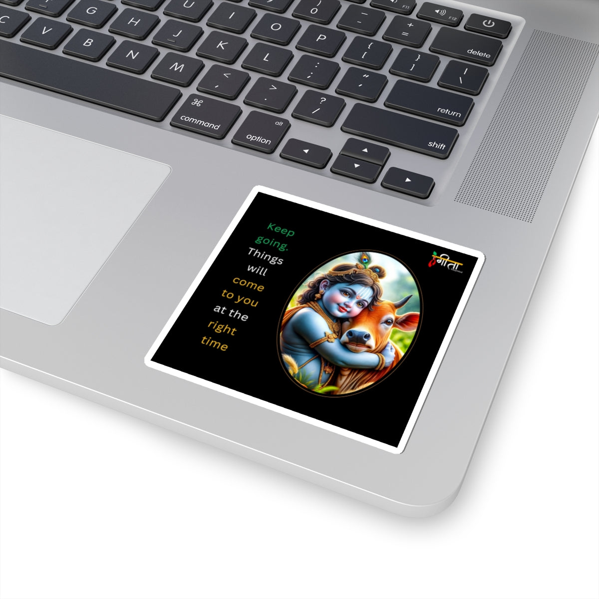 Glossy vinyl sticker with baby Krishna art