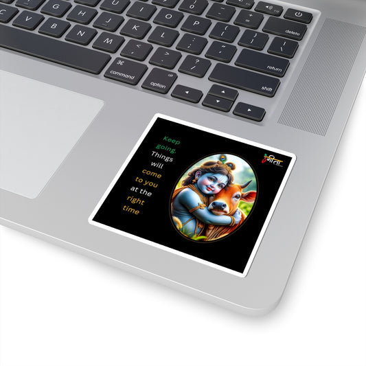 Glossy vinyl sticker with baby Krishna art