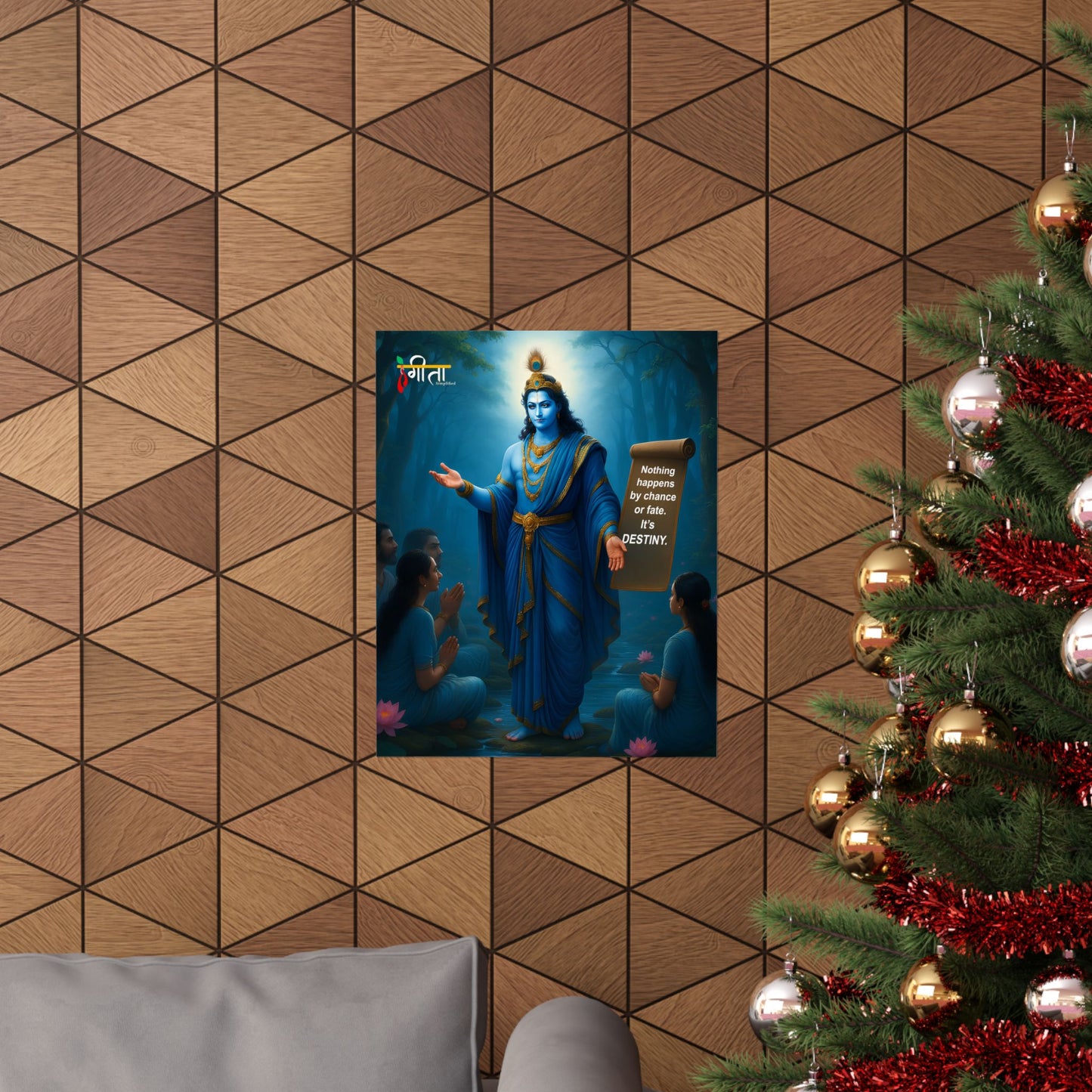 Indoor decor poster – Krishna’s destiny quote, 12x18” to 18x24” sizes available