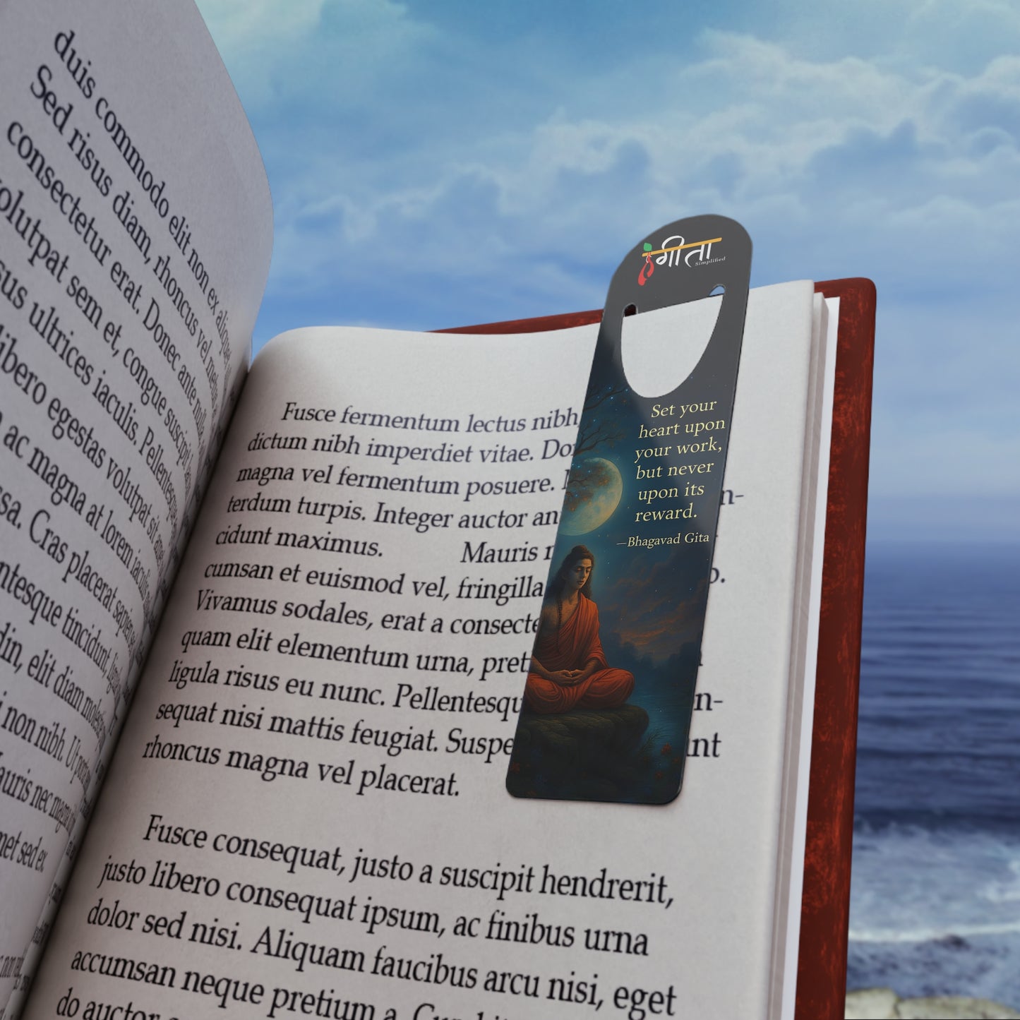 Krishna motivational artwork printed on aluminum reading bookmark