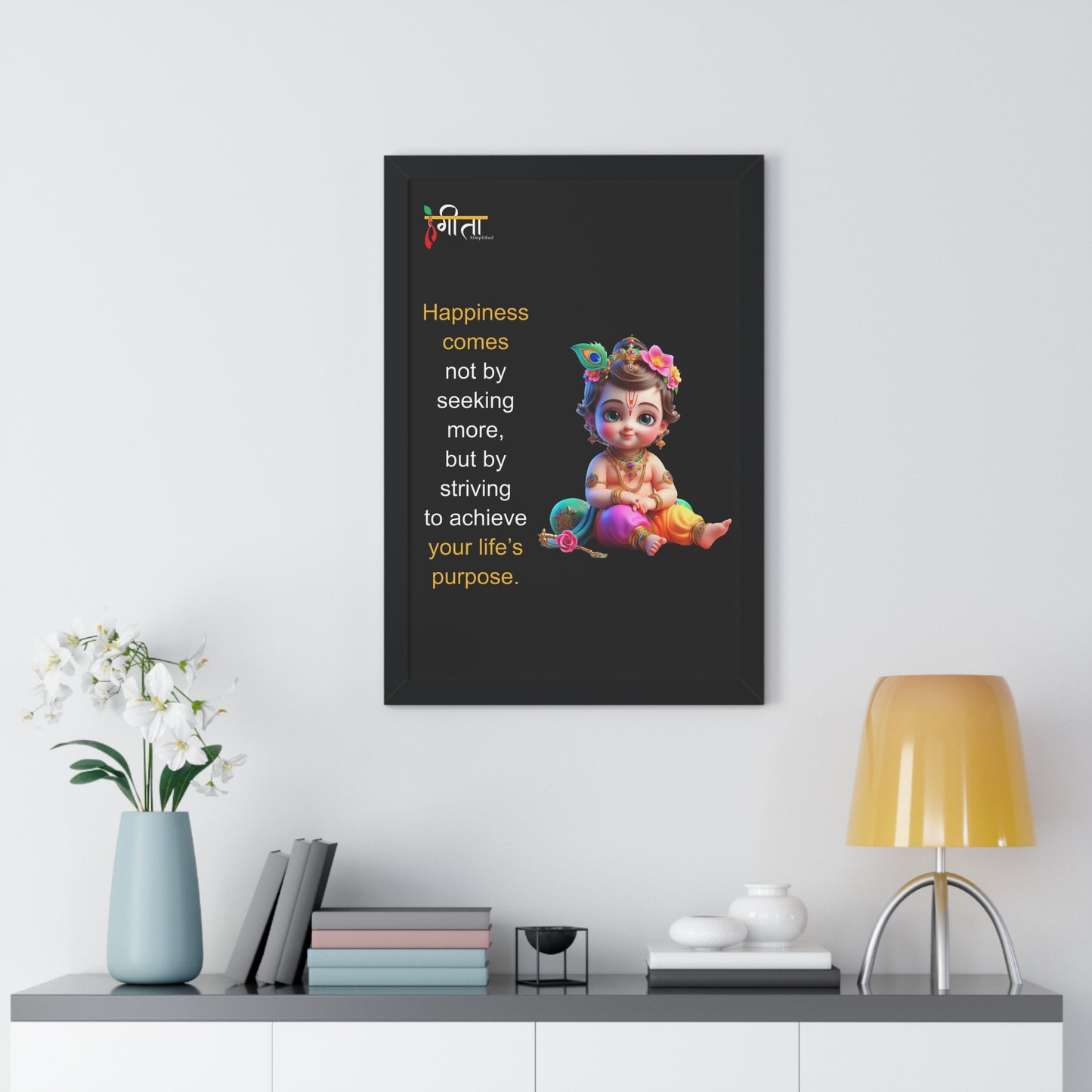 Motivational framed poster with Gita-inspired message
