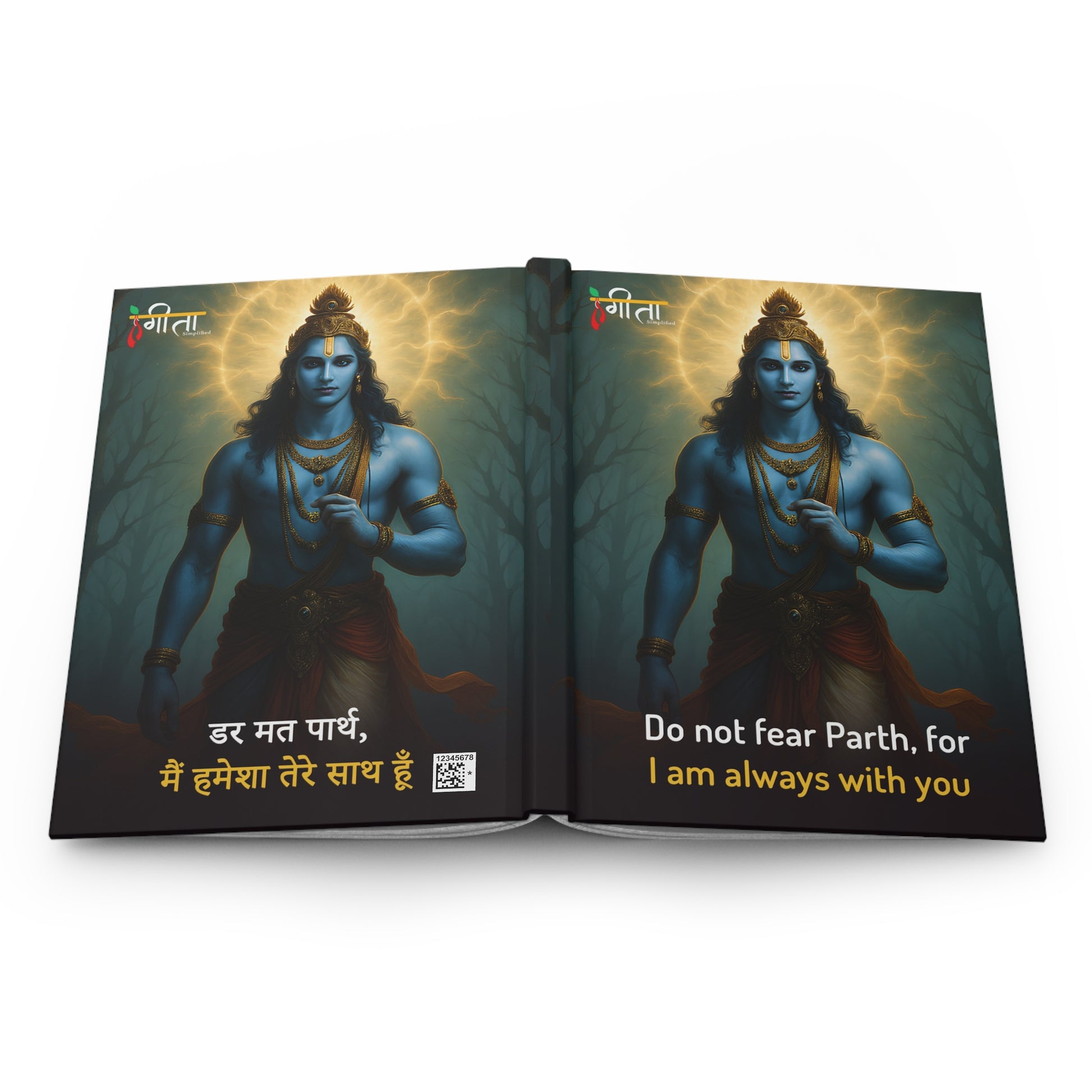 Vishnu avatar Krishna journal with blue skin and dark backdrop