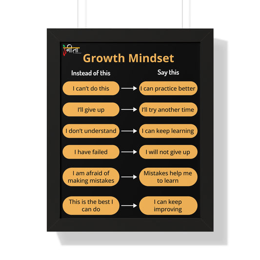 White frame growth mindset quote poster for students