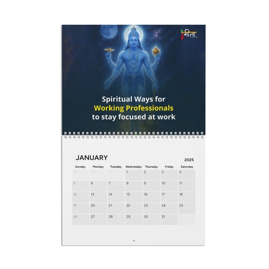 2025 Krishna desk calendar with motivational quotes from Bhagavad Gita