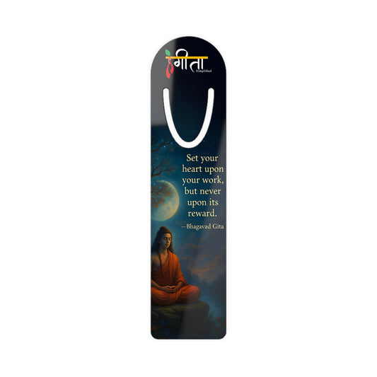 Aluminum Krishna bookmark with slot top and spiritual artwork