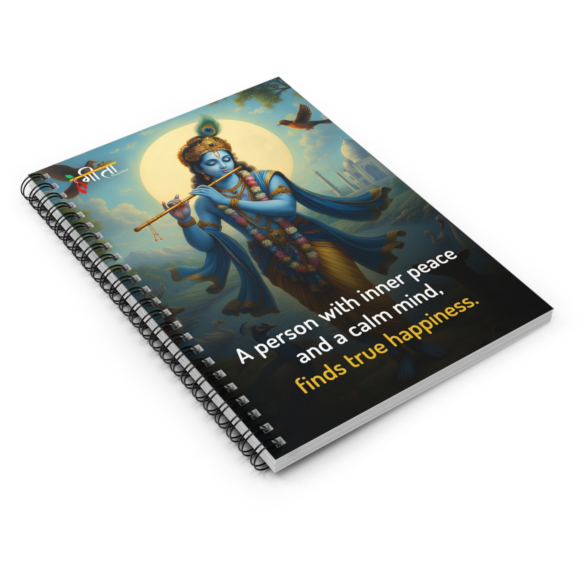 Bhagavad Gita inspired spiral journal with devotional quote