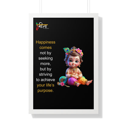 Child Krishna wall art in elegant black frame