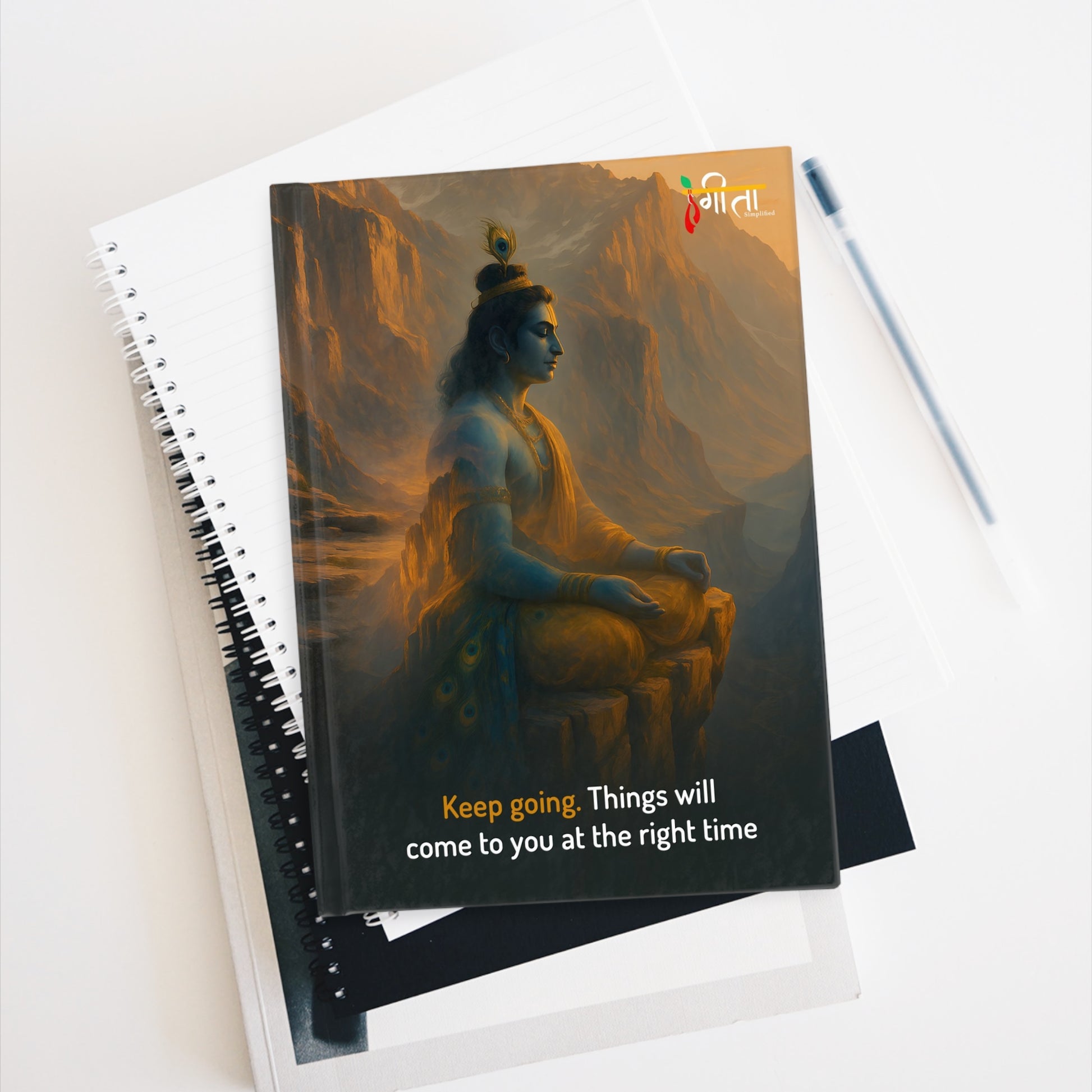 Inspirational Hinduism journal with Krishna and patience quote