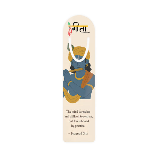 Krishna bookmark with Bhagavad Gita quote and slotted top