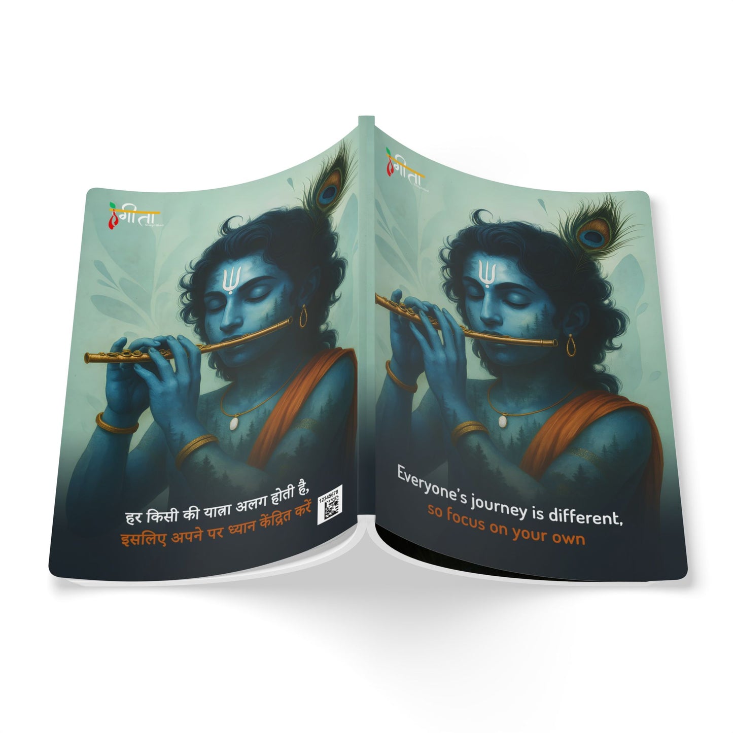 Krishna inspirational quote notebook with multiple sacred visuals