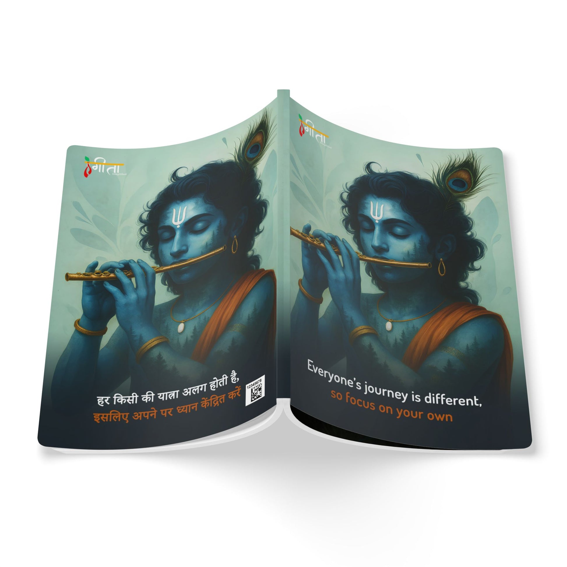 Krishna inspirational quote notebook with multiple sacred visuals