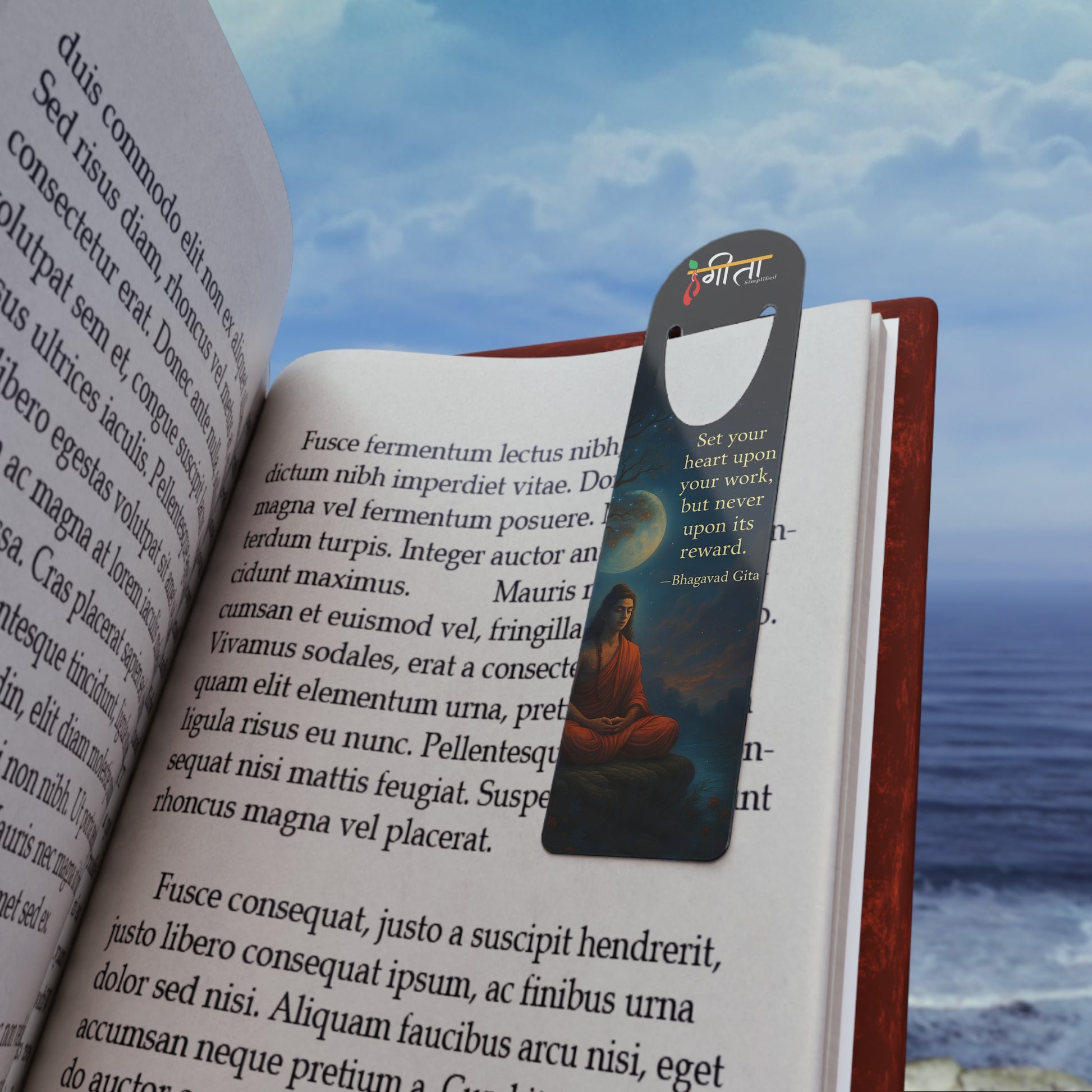 Krishna motivational artwork printed on aluminum reading bookmark