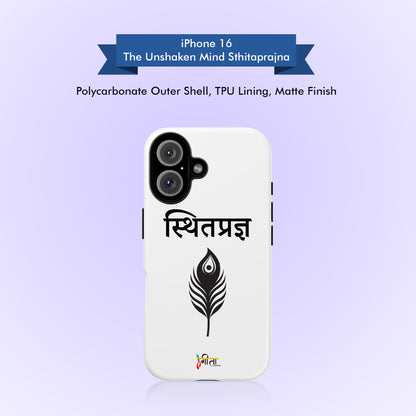 Phone case with text and design on a light purple background