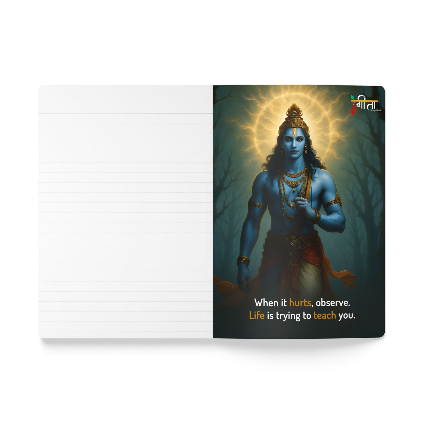 Sanatan Dharma themed softcover journal with devotional imagery