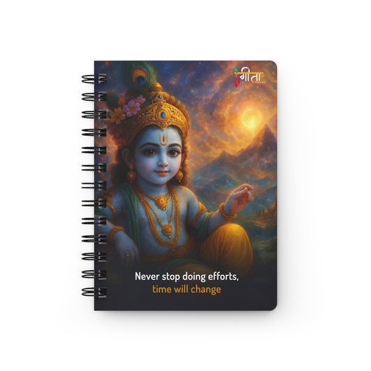 Spiritual spiral bound journal featuring child Krishna artwork