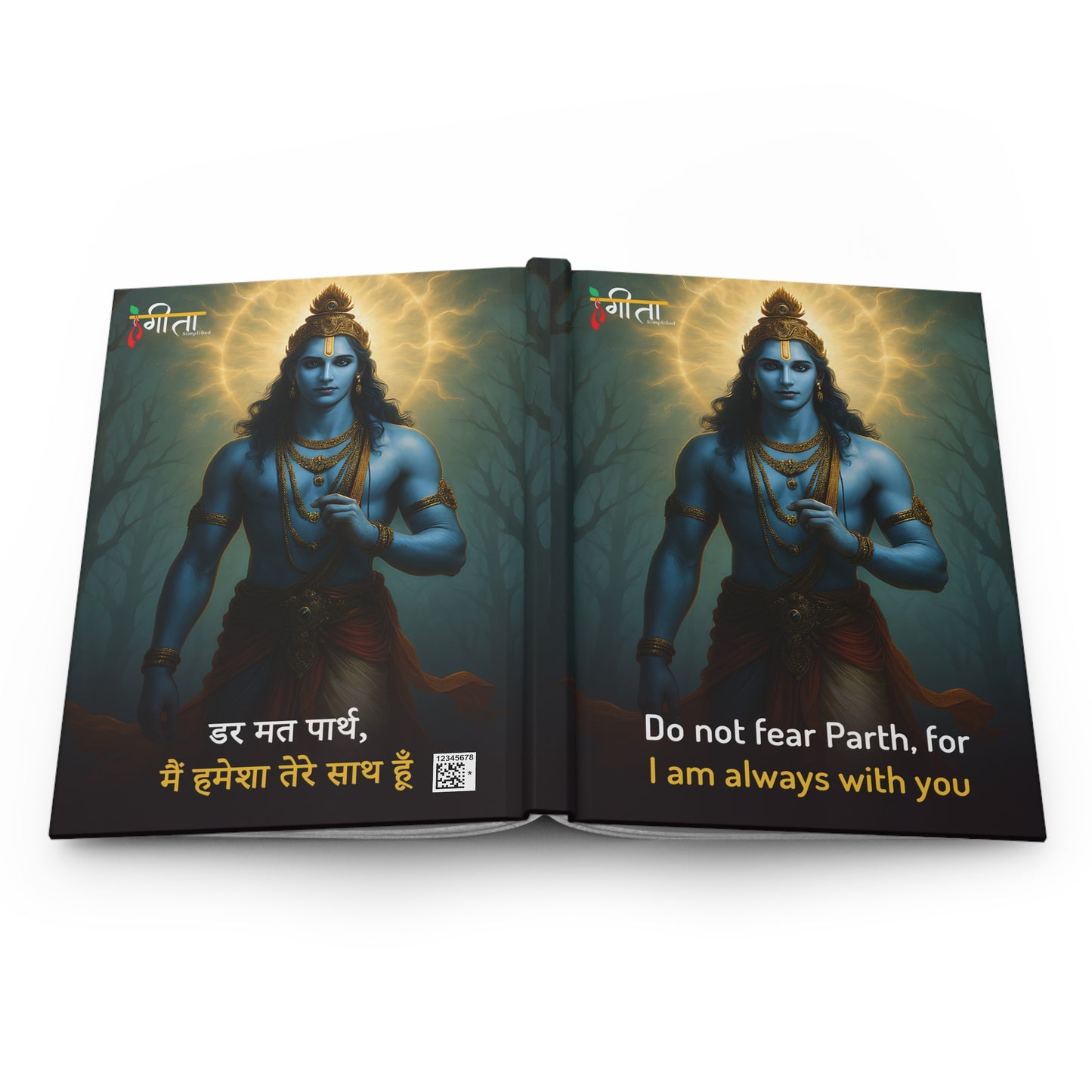Vishnu avatar Krishna journal with blue skin and dark backdrop